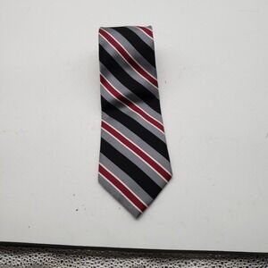 Tango By Max Raab Tie Mens One Size Black Gray Red Striped Silk Classic Pointed